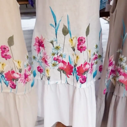 💖Women's Loose Round Neck Sleeveless Floral Dress