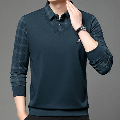 🔥50 % de réduction pour une durée limitée🔥T-shirt à manches longues et faux col en deux parties pour homme