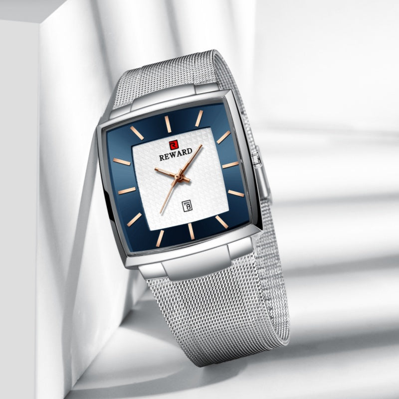 Men’s Ultra-thin Square Mesh Belt Quartz Watch