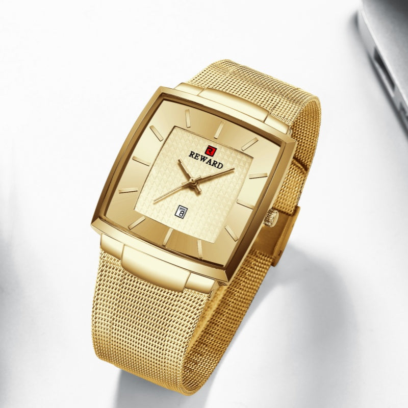 Men’s Ultra-thin Square Mesh Belt Quartz Watch