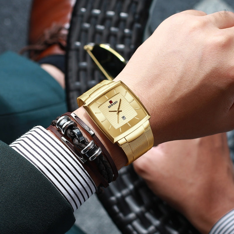 Men’s Ultra-thin Square Mesh Belt Quartz Watch