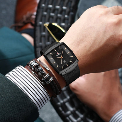 Men’s Ultra-thin Square Mesh Belt Quartz Watch