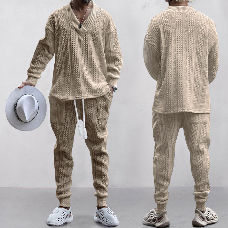 💥Arrived Today-SAVE50%💥Men's 2-Piece V-Neck Baggy Sweatshirt & Joggers Set