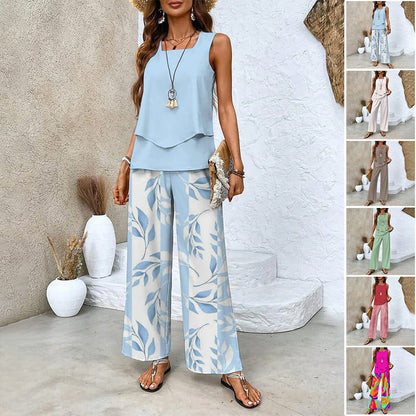 🌺Women's Trendy Print 2 Piece Outfits Sleeveless Top & Pants