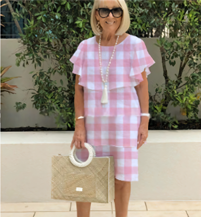 Détail à volants à manches courtes Robe en mousseline