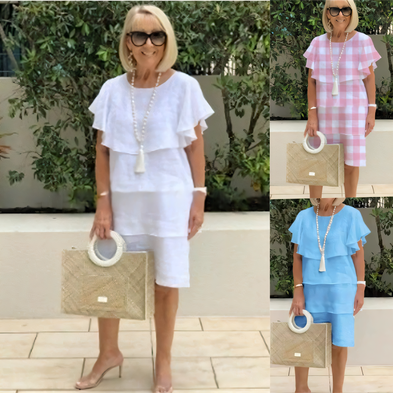 Détail à volants à manches courtes Robe en mousseline