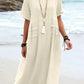 🔥Hot Sale 50% OFF💃Women's Round Neck Cotton Linen Midi Dress