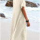 🔥Hot Sale 50% OFF💃Women's Round Neck Cotton Linen Midi Dress