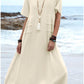 🔥Hot Sale 50% OFF💃Women's Round Neck Cotton Linen Midi Dress