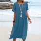 🔥Hot Sale 50% OFF💃Women's Round Neck Cotton Linen Midi Dress