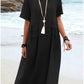 🔥Hot Sale 50% OFF💃Women's Round Neck Cotton Linen Midi Dress
