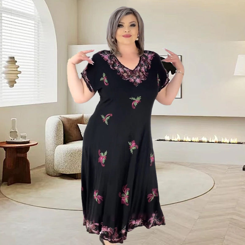 Robe midi de taille V plus taille V Flowy