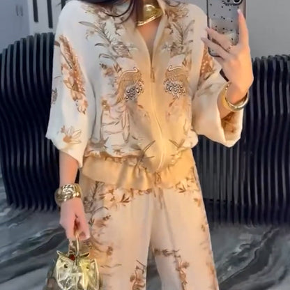Women’s Elegant Zip-Up Two-Piece Set