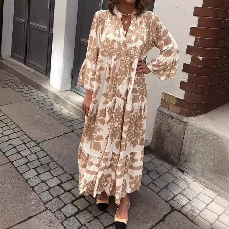 🌷Mother's Day Hot Sale 50% OFF🌸 Bohemian printed V-Neck maxi dress