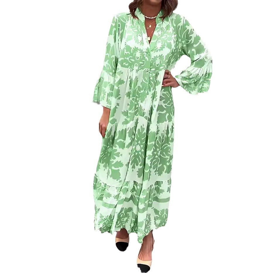 🌷Mother's Day Hot Sale 50% OFF🌸 Bohemian printed V-Neck maxi dress
