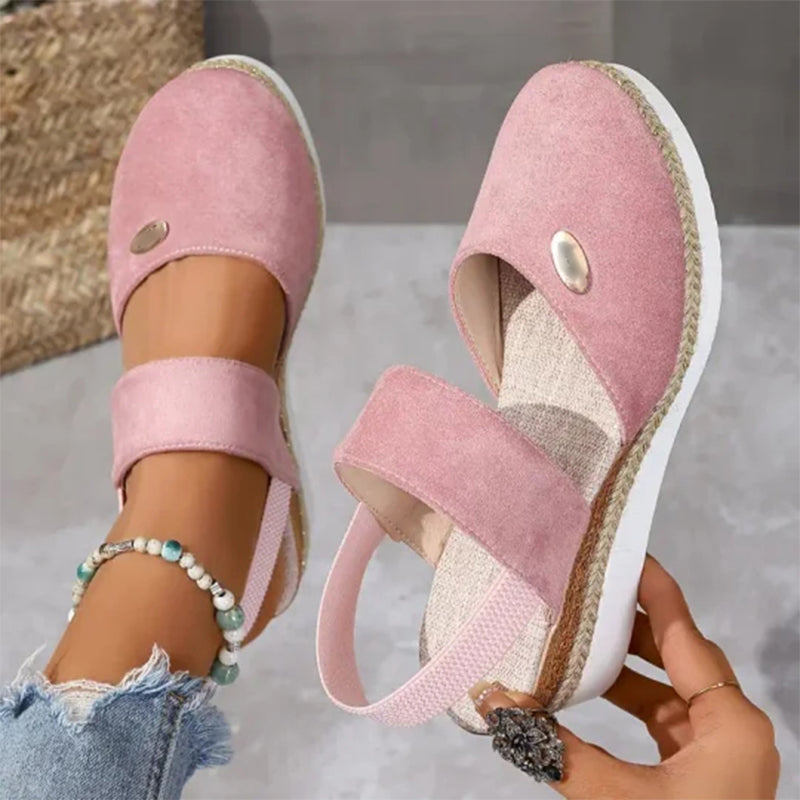 Closed Toe Strappy Low Wedge Sandals