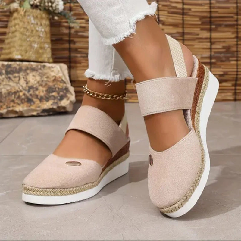 Closed Toe Strappy Low Wedge Sandals