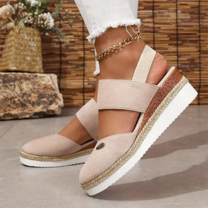 Closed Toe Strappy Low Wedge Sandals