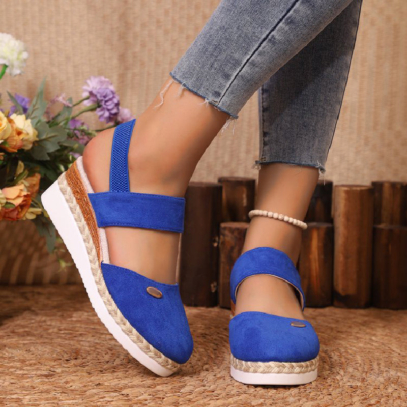 Closed Toe Strappy Low Wedge Sandals