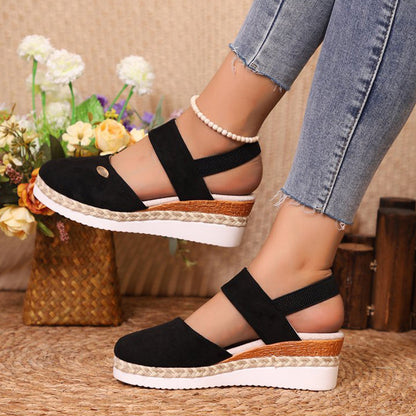 Closed Toe Strappy Low Wedge Sandals