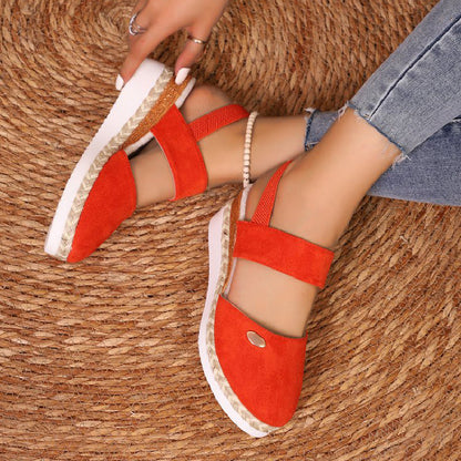 Closed Toe Strappy Low Wedge Sandals