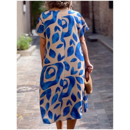 🌸👗 2025 New Round Neck Printed Dress