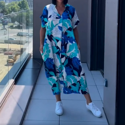 💃👗Effortlessly Chic💖 Women's Printed V - Neck Casual Elegant Dress