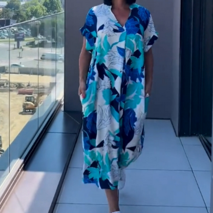 💃👗Effortlessly Chic💖 Women's Printed V - Neck Casual Elegant Dress