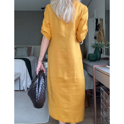 ⏳ Limited Time Hot Sale 50% OFF ✨Women's Button-Down Side Slit Maxi Dress