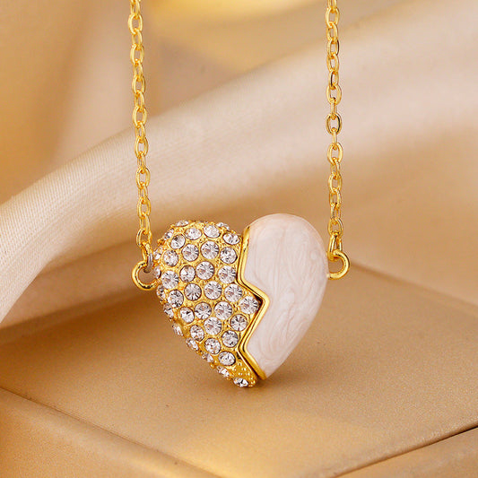 ✨ New Couple Necklace 2025 📿💖Premium Gold Diamond Magnetic Heart Necklace