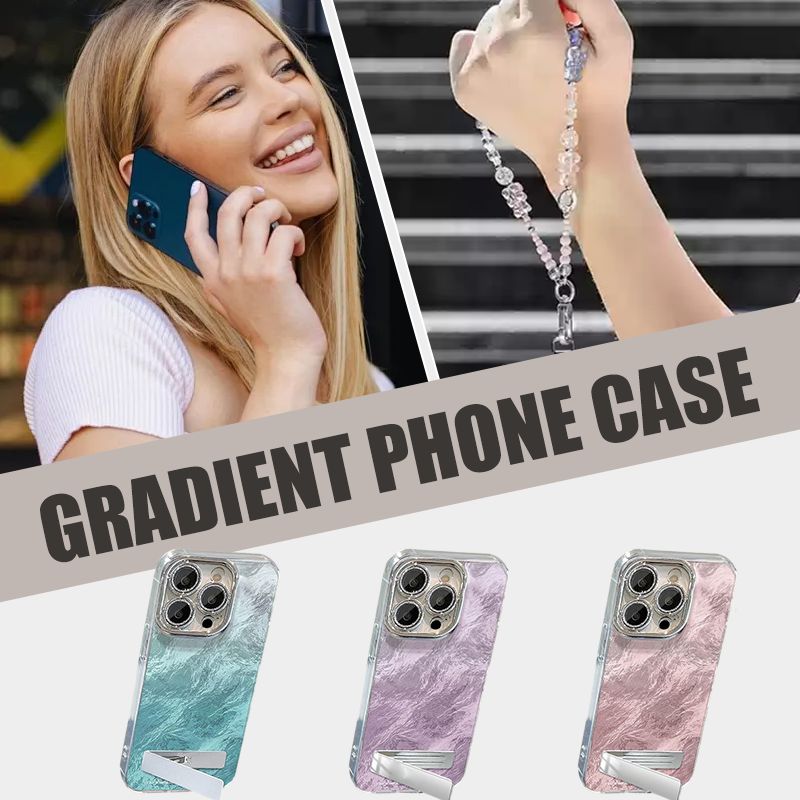 💜LAST DAY - 50% off💜Gradient Phone Case with Stand & Chain for iPhone Series