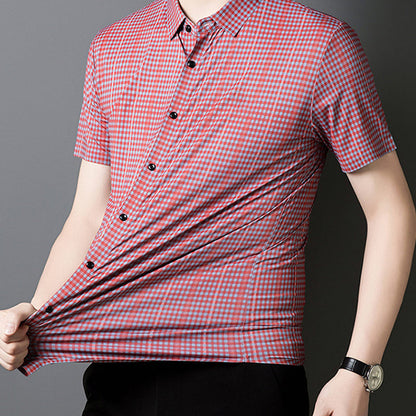 🔥2025 New Arrival🔥 Men's Cooling Plaid Short Sleeve Button-Down Shirt