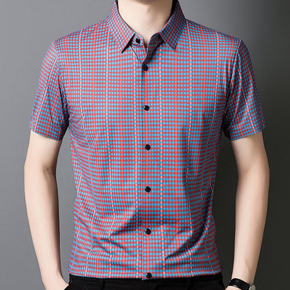 🔥2025 New Arrival🔥 Men's Cooling Plaid Short Sleeve Button-Down Shirt