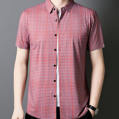 🔥2025 New Arrival🔥 Men's Cooling Plaid Short Sleeve Button-Down Shirt