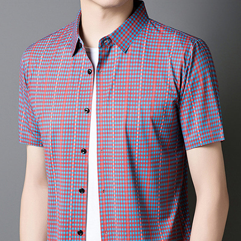 🔥2025 New Arrival🔥 Men's Cooling Plaid Short Sleeve Button-Down Shirt