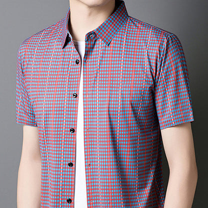 🔥2025 New Arrival🔥 Men's Cooling Plaid Short Sleeve Button-Down Shirt