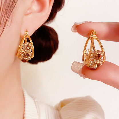 Vintage Round Metallic Statement Earrings