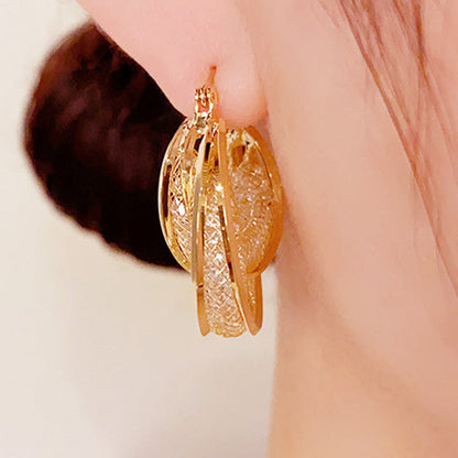 Vintage Round Metallic Statement Earrings
