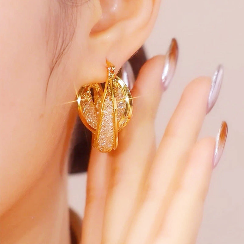 Vintage Round Metallic Statement Earrings