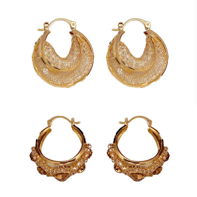 Vintage Round Metallic Statement Earrings