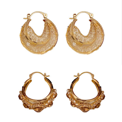 Vintage Round Metallic Statement Earrings