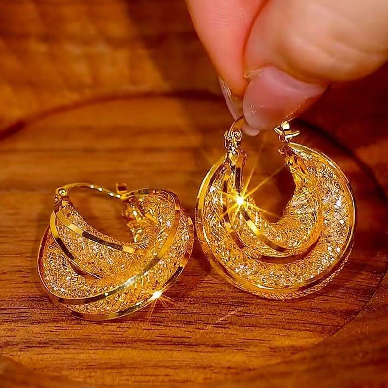 Vintage Round Metallic Statement Earrings