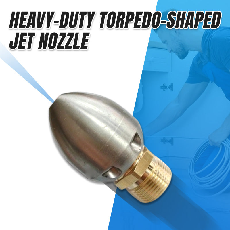 Heavy-Duty Torpedo-Shaped Jet Nozzle for High-Flow Drain Cleaning