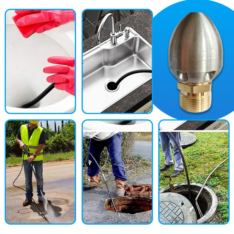 Heavy-Duty Torpedo-Shaped Jet Nozzle for High-Flow Drain Cleaning