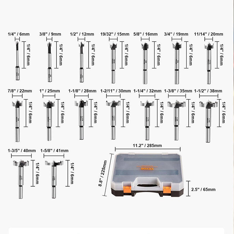 3-in-1 Anti-Slip Hex Shank Wood Hole Saw Kit