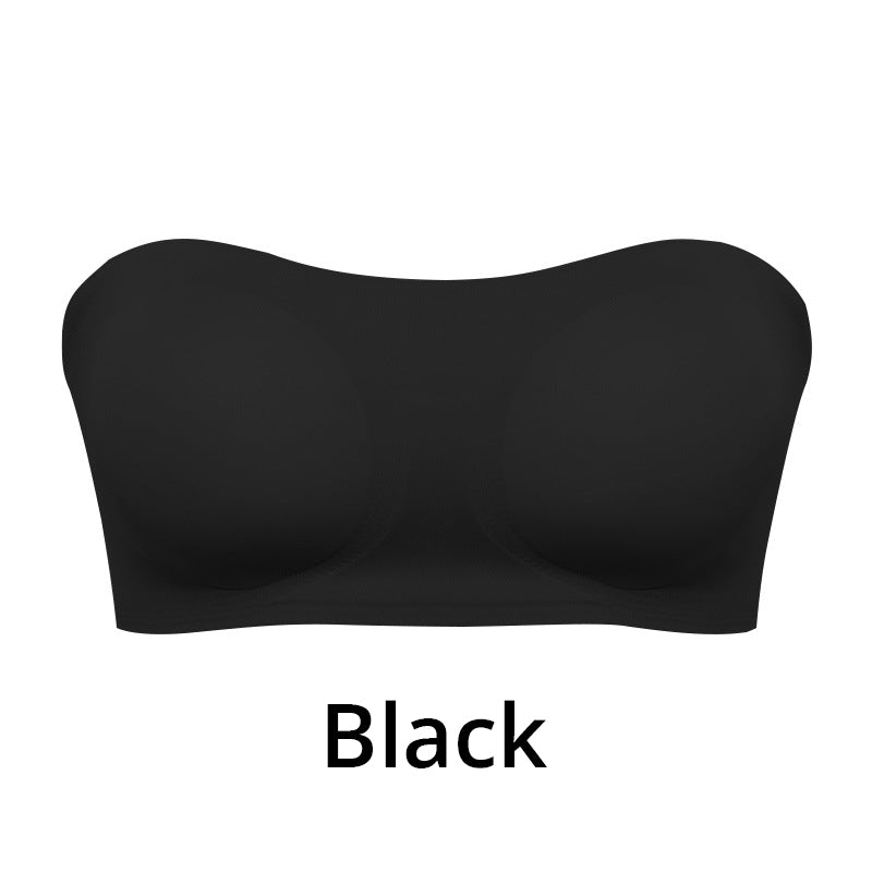 Women's Non-Slip Strapless Wireless Bra with Crossover Side Closure