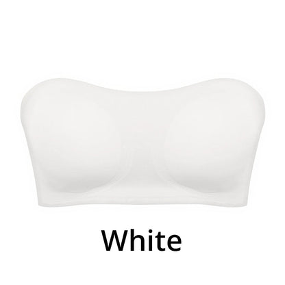 Women's Non-Slip Strapless Wireless Bra with Crossover Side Closure