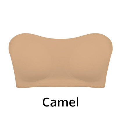 Women's Non-Slip Strapless Wireless Bra with Crossover Side Closure