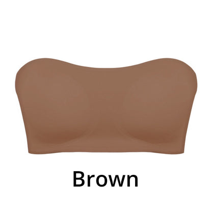 Women's Non-Slip Strapless Wireless Bra with Crossover Side Closure