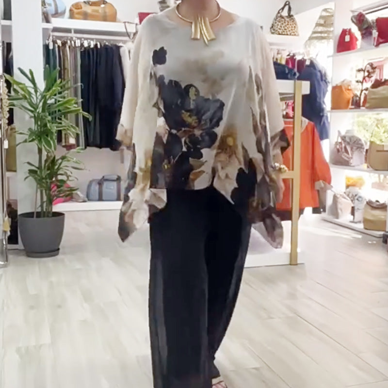 Women's Casual Printed Round Neck Top